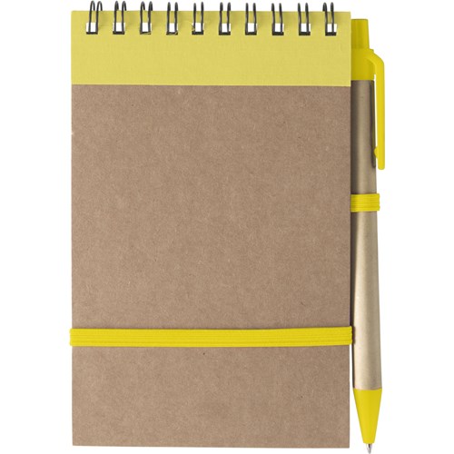 Cardboard notebook with ballpen