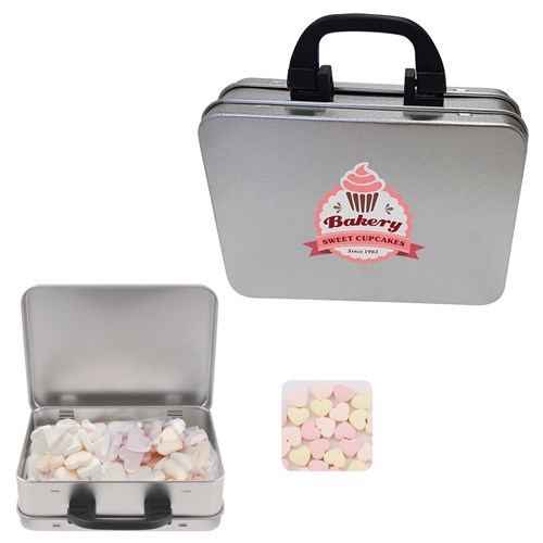 Suitcase tin with small hearts