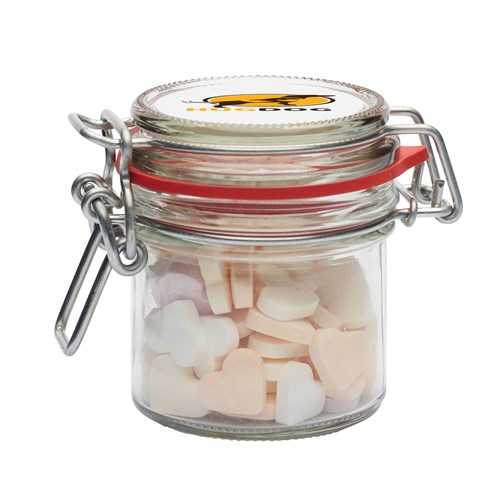 125ml/290gr Glass jar filled with hearts small