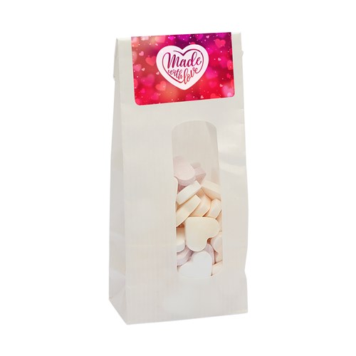 110gr Kraft bag with window and filled with hearts small