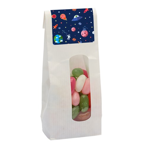 110gr Kraft bag with window and filled with jelly beans