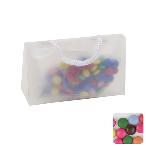 PVC bag with business card pocket and coated choco's
