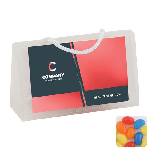 PVC bag with business card pocket and jelly beans