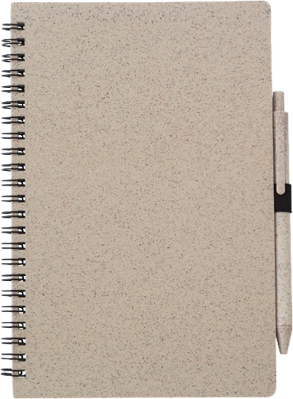 Wheat straw notebook with pen (approx. A5) 480875_011 (Brown)