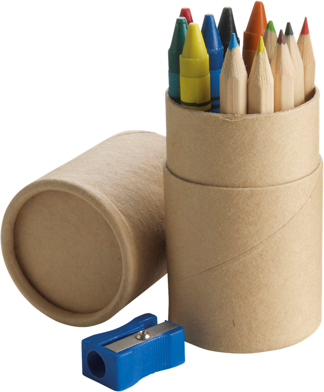 Coloured pencil & crayon set (12pc) 2785_011 (Brown)