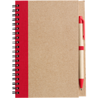 Cardboard notebook with ballpen 2715_008 (Red)