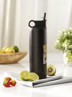 Recycled stainless steel bottle with straw (800ml) 262746_001 (Black)