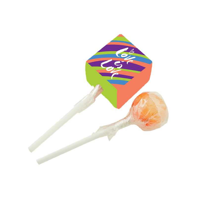 Ball lollipop in a printed card cube CY0035_000 (Custom made)