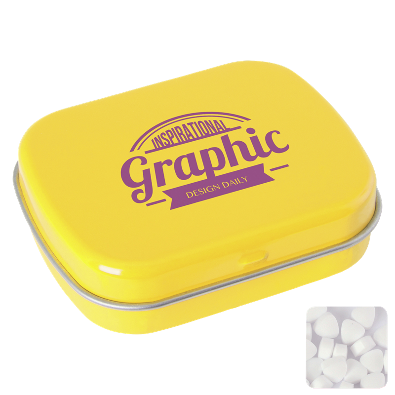 Flat tin with extra strong mints C-0100_006 (Yellow)