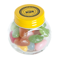 Small glass jar with jelly beans C-0163_006 (Yellow)