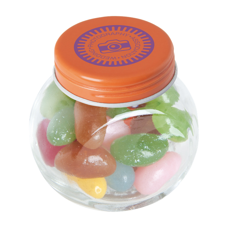 Small glass jar with jelly beans C-0163_007 (Orange)