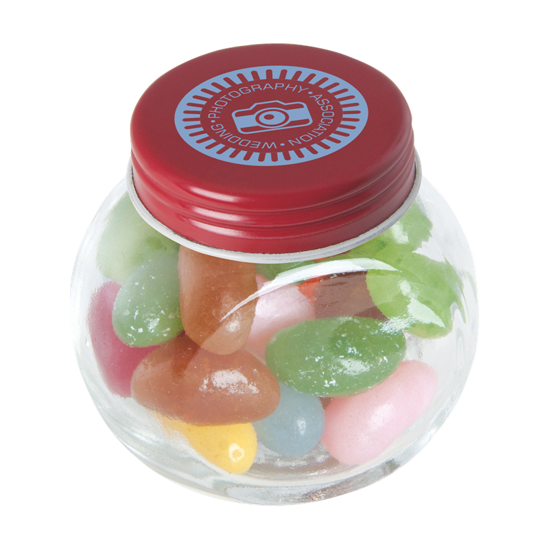 Small glass jar with jelly beans C-0163_008 (Red)