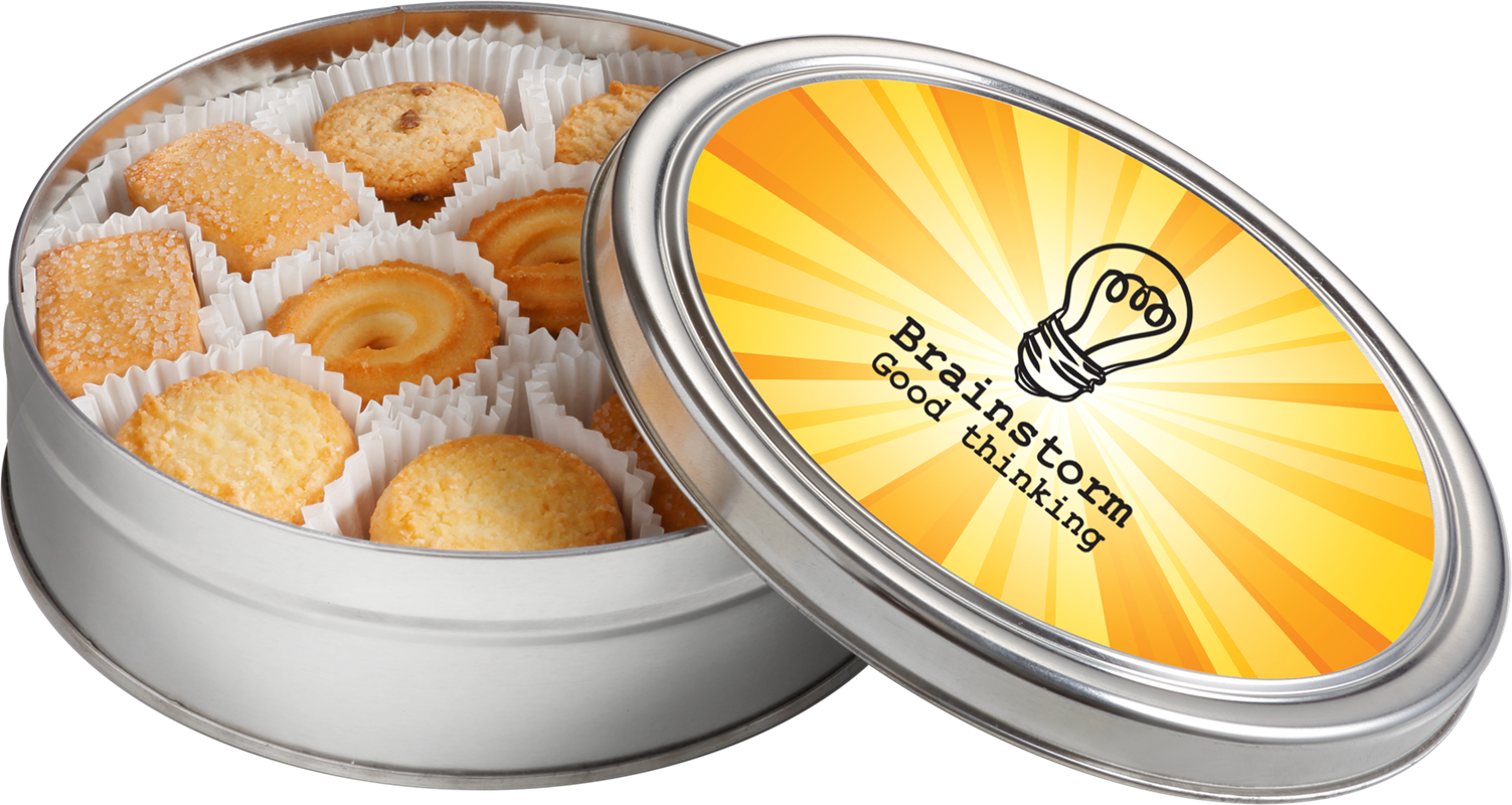 Tin with assorted cookies CY0338_032 (Silver)