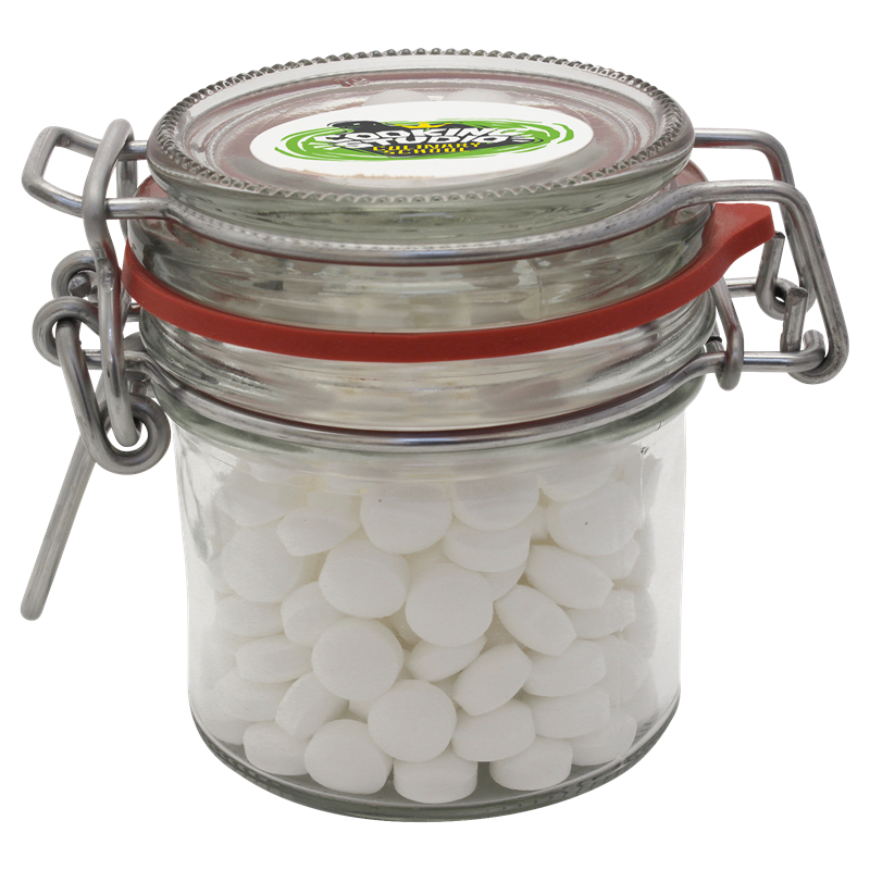 125ml/295gr Glass jar filled with dextrose mints C-0610_021 (Neutral)