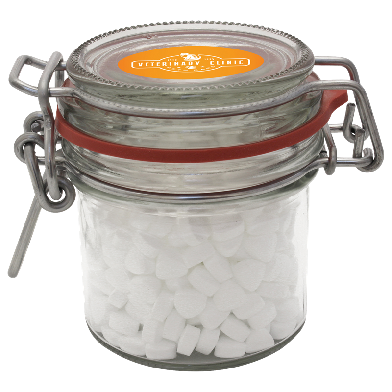 125ml/290gr Glass jar filled with extra strong mints C-0610_021 (Neutral)