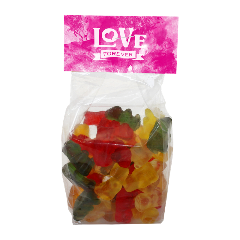 130gr Bag with a card base and printed header board filled with gummy bears C-0631_000 (Custom made)