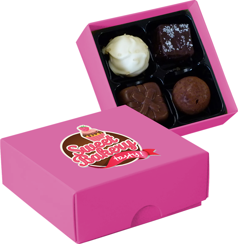 Chocolate box with 4 assorted chocolates and truffles CY0788_017 (Pink)
