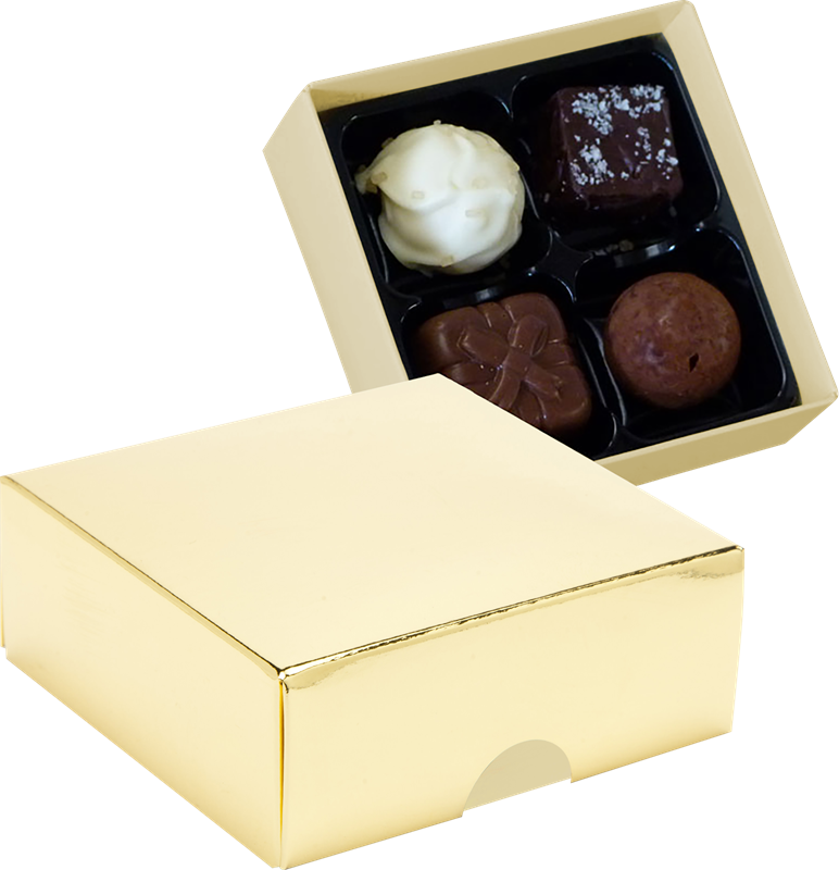 Chocolate box with 4 assorted chocolates and truffles CY0788_031 (Gold)