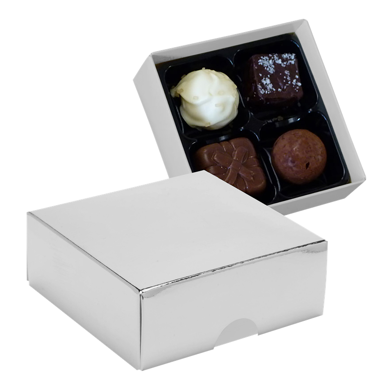 Chocolate box with 4 assorted chocolates and truffles CY0788_032 (Silver)