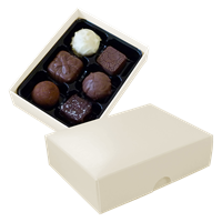 Chocolate box with 6 assorted chocolates and truffles C-0789_030 (Cream)