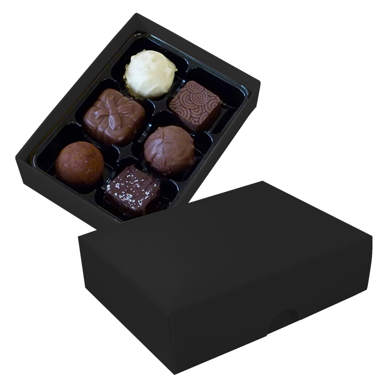 Chocolate box with 6 assorted chocolates and truffles C-0789_001 (Black)
