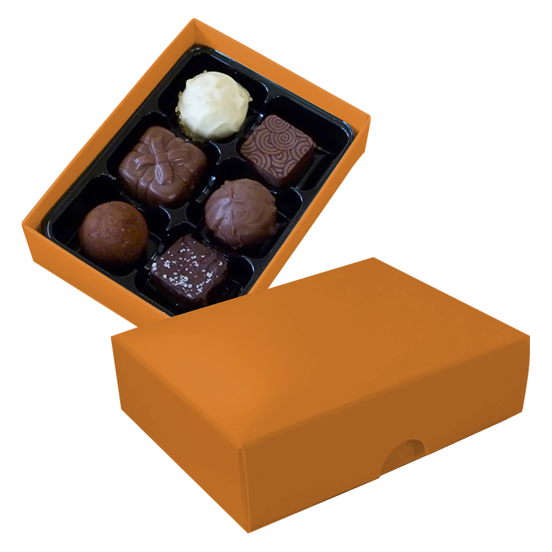 Chocolate box with 6 assorted chocolates and truffles C-0789_007 (Orange)
