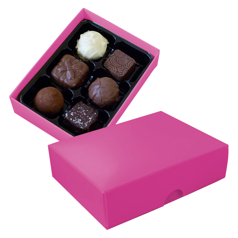 Chocolate box with 6 assorted chocolates and truffles C-0789_017 (Pink)