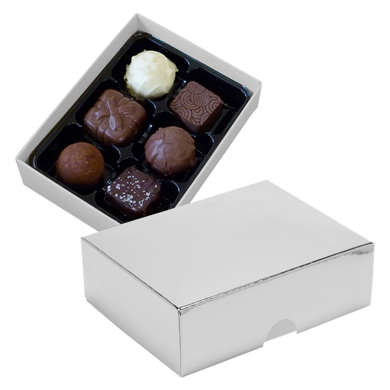 Chocolate box with 6 assorted chocolates and truffles C-0789_032 (Silver)