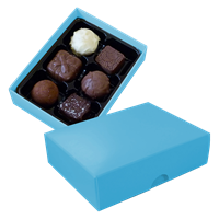 Chocolate box with 6 assorted chocolates and truffles C-0789_166 (Aqua)