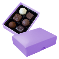 Chocolate box with 6 assorted chocolates and truffles C-0789_354 (Violet)