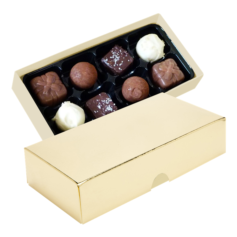 Chocolate box with 8 assorted chocolates and truffles C-0793_031 (Gold)