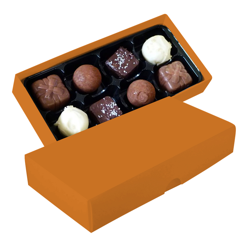 Chocolate box with 8 assorted chocolates and truffles C-0793_007 (Orange)