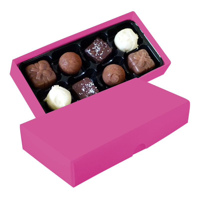 Chocolate box with 8 assorted chocolates and truffles C-0793_017 (Pink)