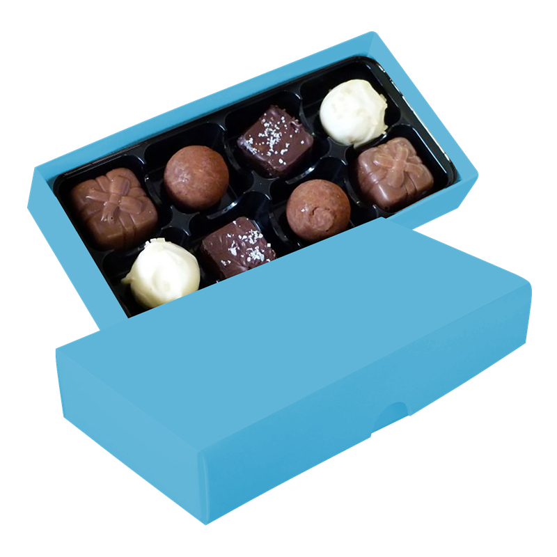 Chocolate box with 8 assorted chocolates and truffles C-0793_166 (Aqua)