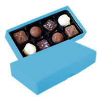 Chocolate box with 8 assorted chocolates and truffles C-0793_166 (Aqua)