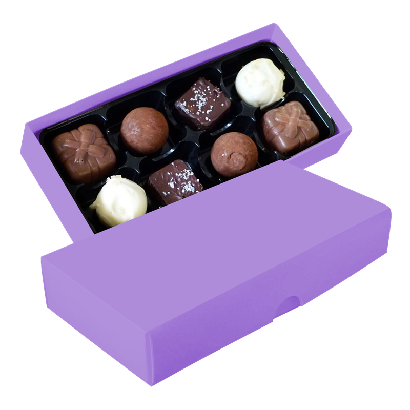 Chocolate box with 8 assorted chocolates and truffles C-0793_354 (Violet)
