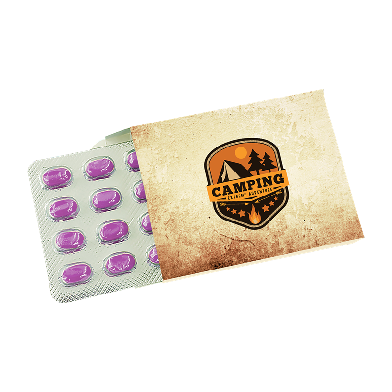 16 ATOMZ in a printed blister card, fruit pills CY0598AFR_000 (Custom made)