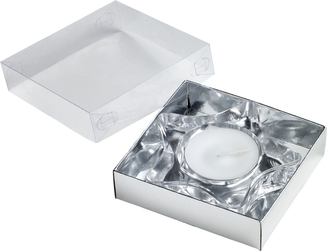 Glass tea light holder 9055_032 (Silver)