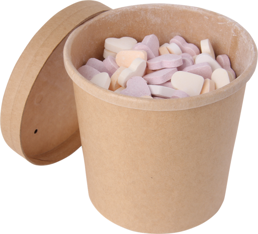 BioBrand Kraft cardboard tub (360ml) sugar hearts C-0645_011 (Brown)