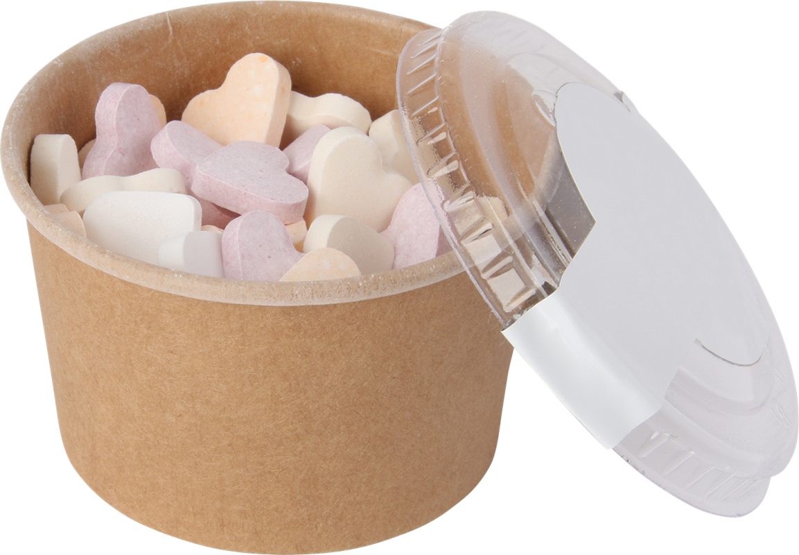 BioBrand Kraft cardboard tub (90ml) sugar hearts C-0646_011 (Brown)
