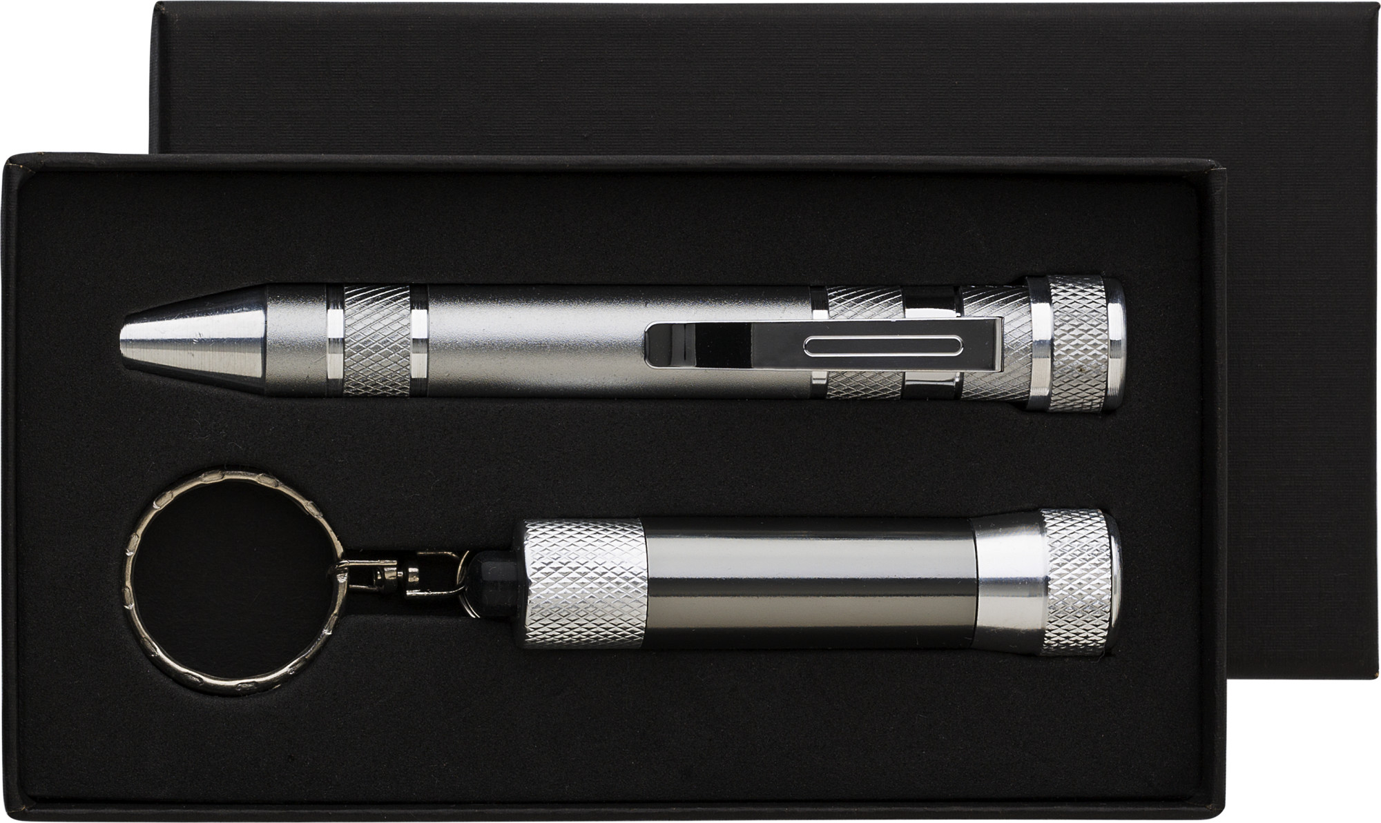 Pen shaped screwdriver set and torch