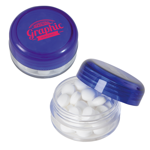 Round pot with sugar free mints