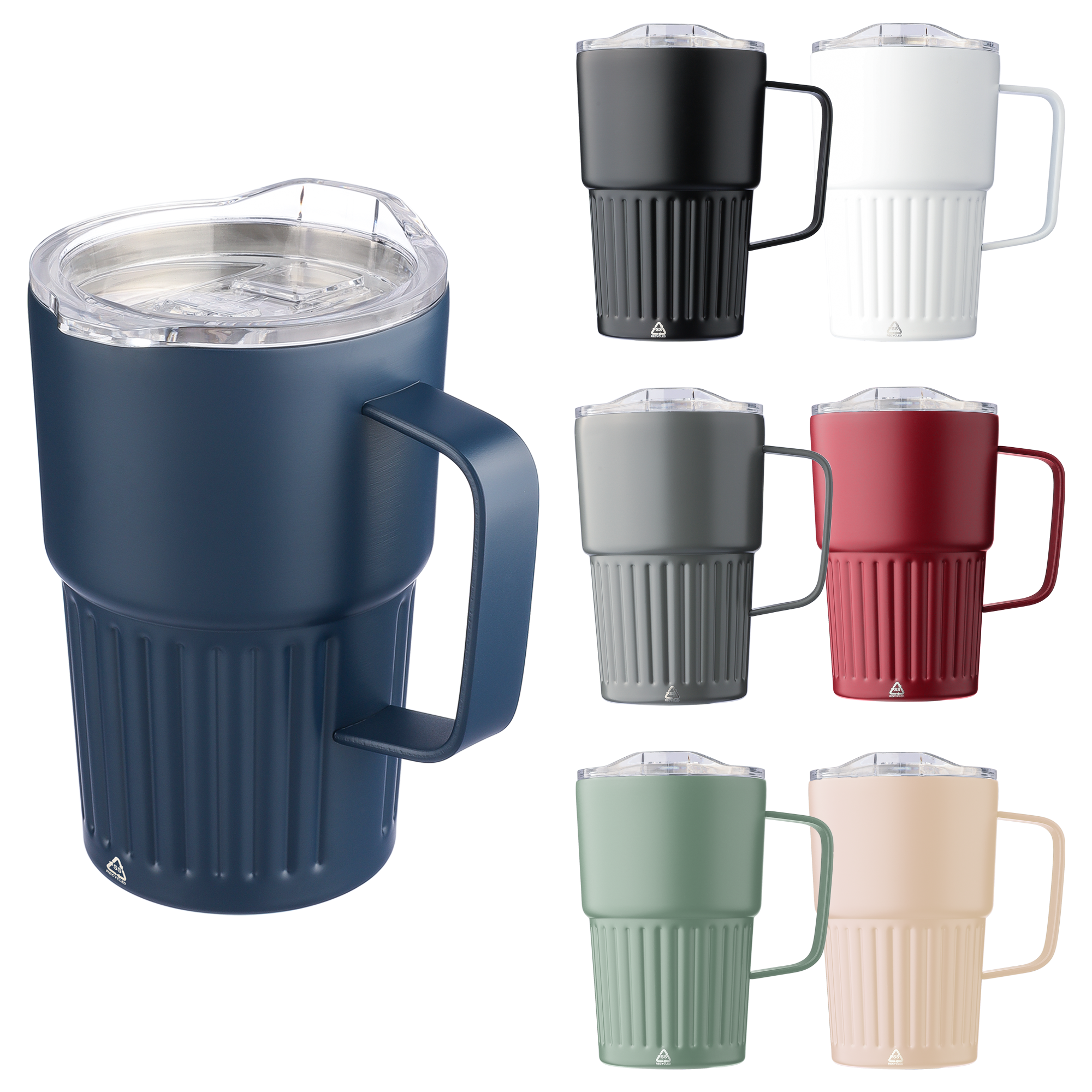 Picture of Recycled stainless steel double walled travel mug (450ml)
