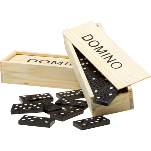 Wooden box with domino game