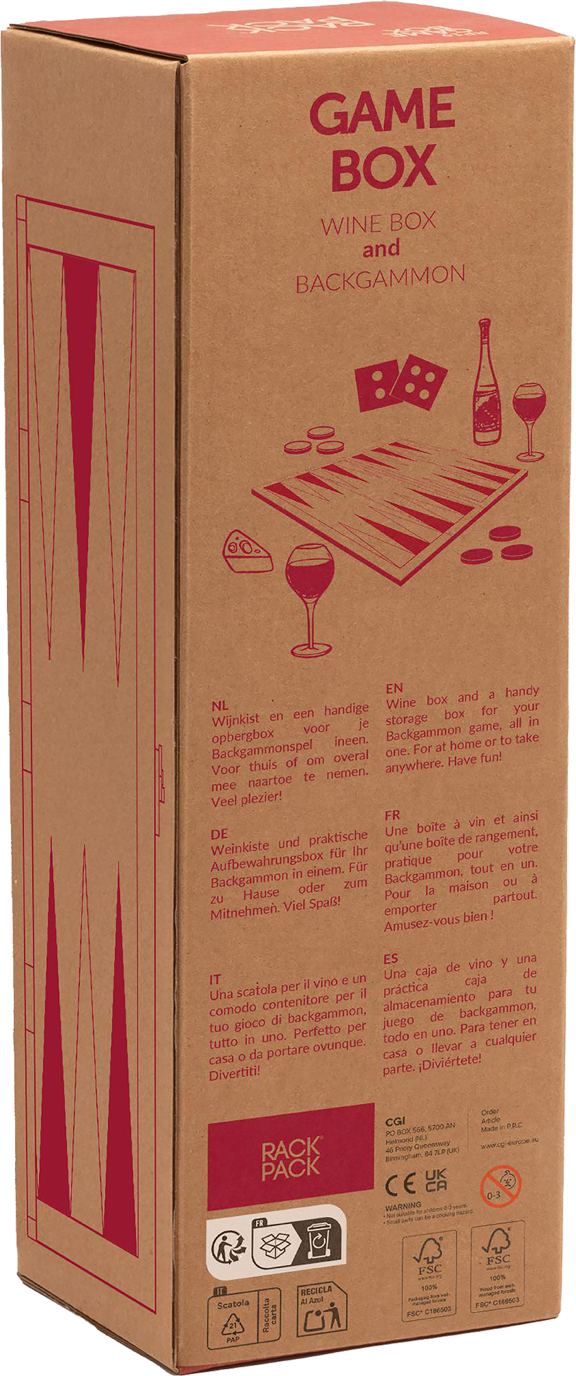 Picture of Rackpack wine gift box & backgammon game