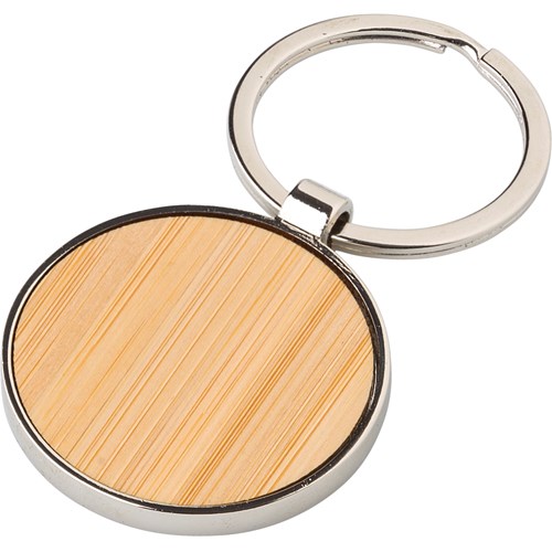 Bamboo and metal key chain 
