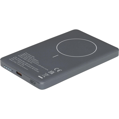 Wireless recycled aluminium power bank (5,000mAh) - View 1