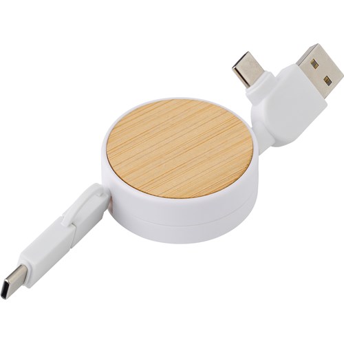 Bamboo extendable charging cable