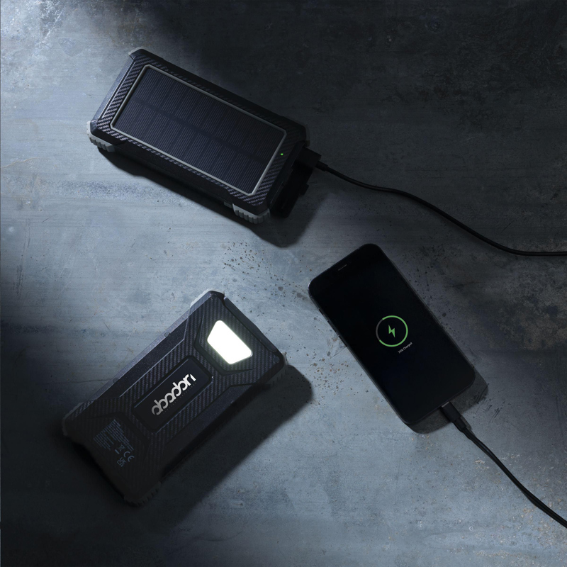 Recycled ABS solar power bank (10,000mAh) 262360_001 (Black)