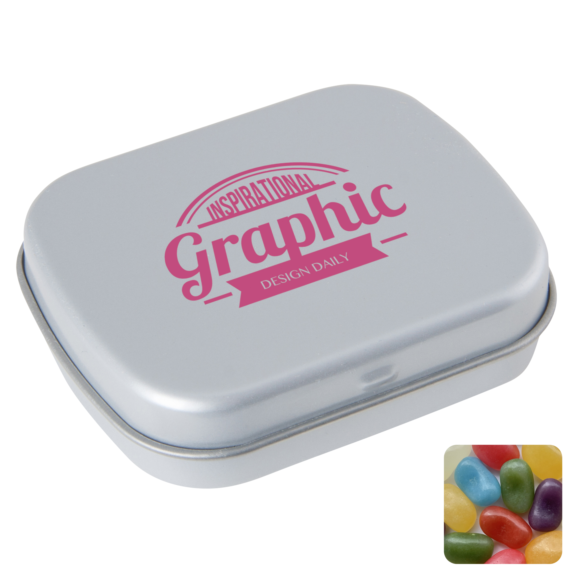 Picture of Flat hinged tin with jelly beans